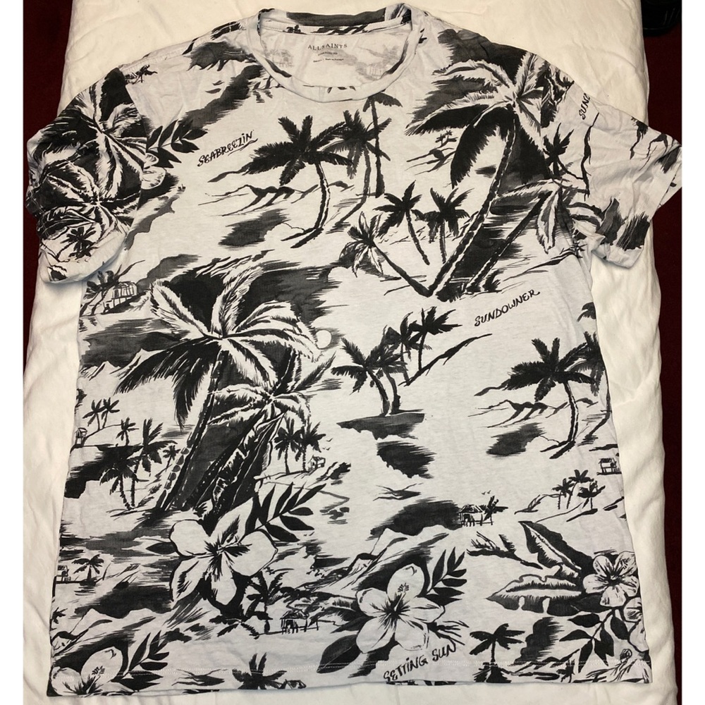 All Saints Black and White Seabreeze Crew Tshirt